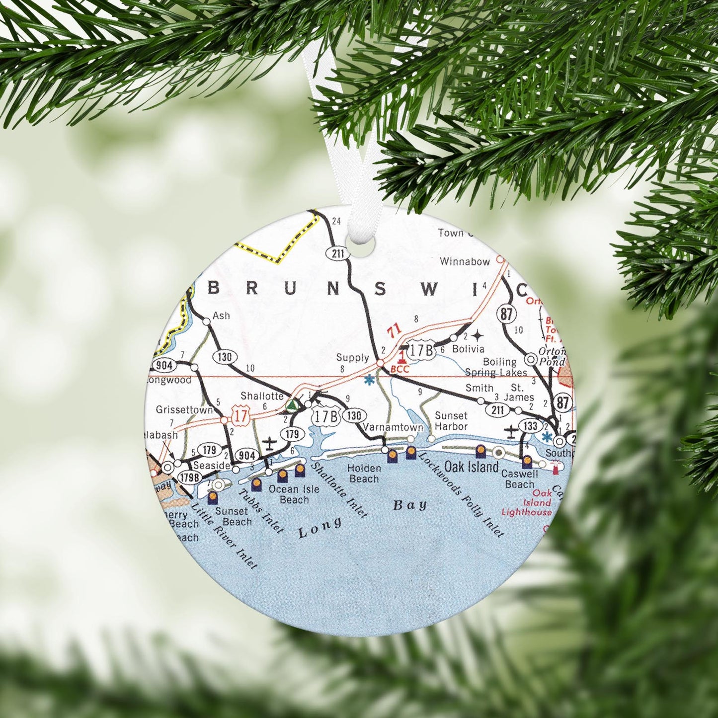 Holden Beach North Carolina Vintage Map Ornament