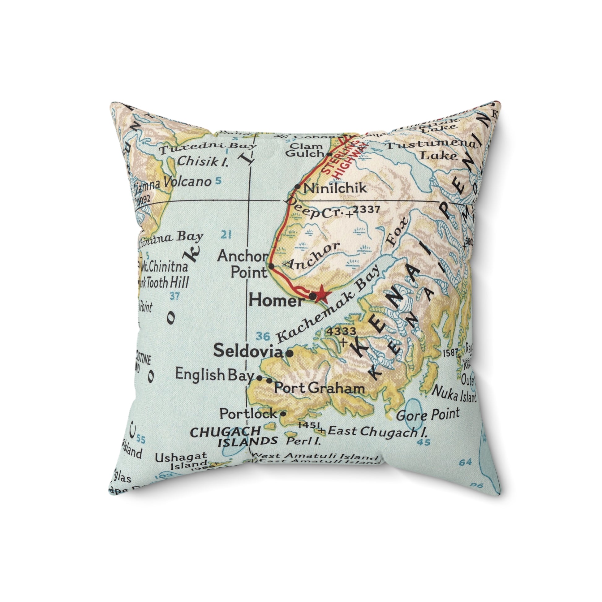 Homer Alaska vintage map pillow