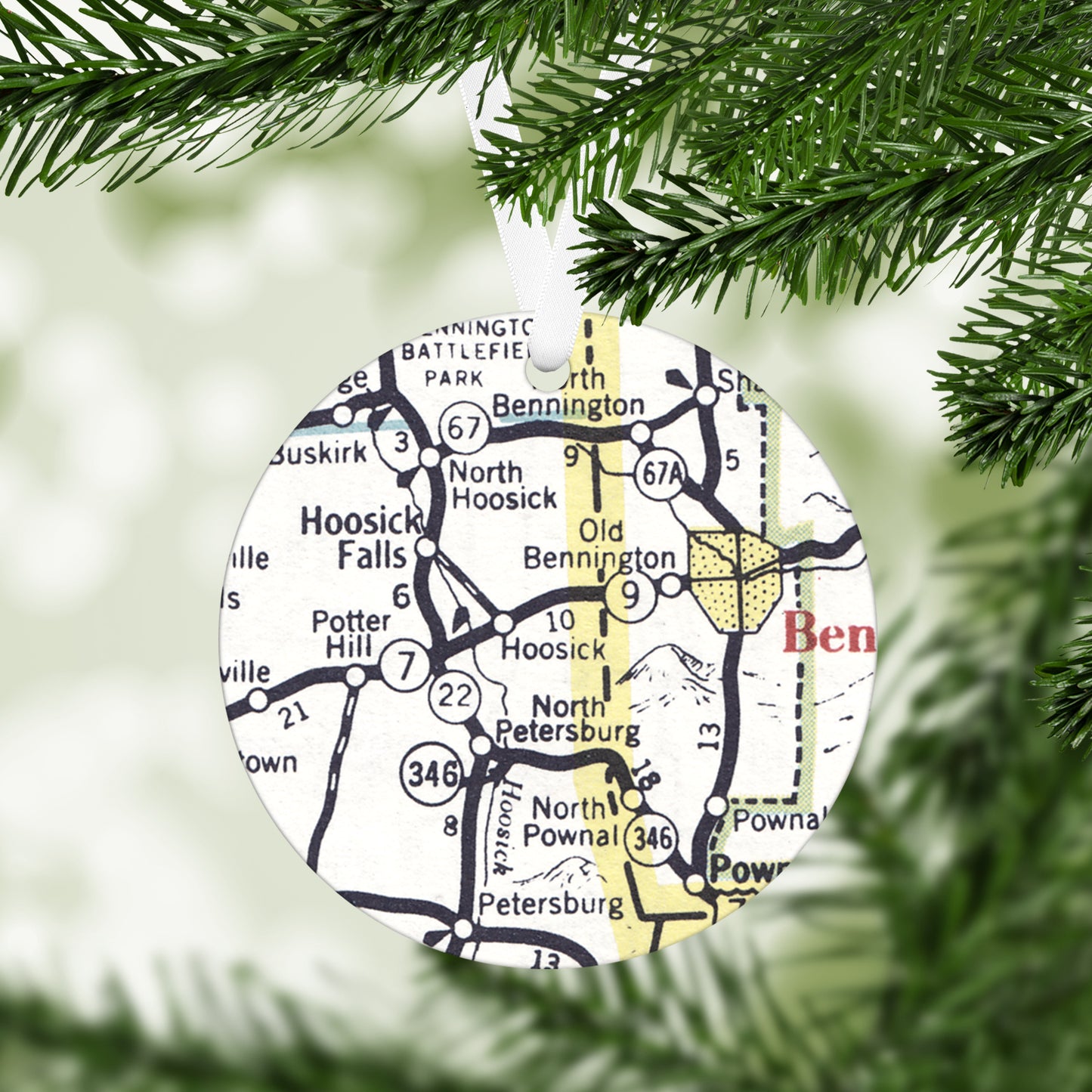 Hoosick New York Vintage Map Ornament