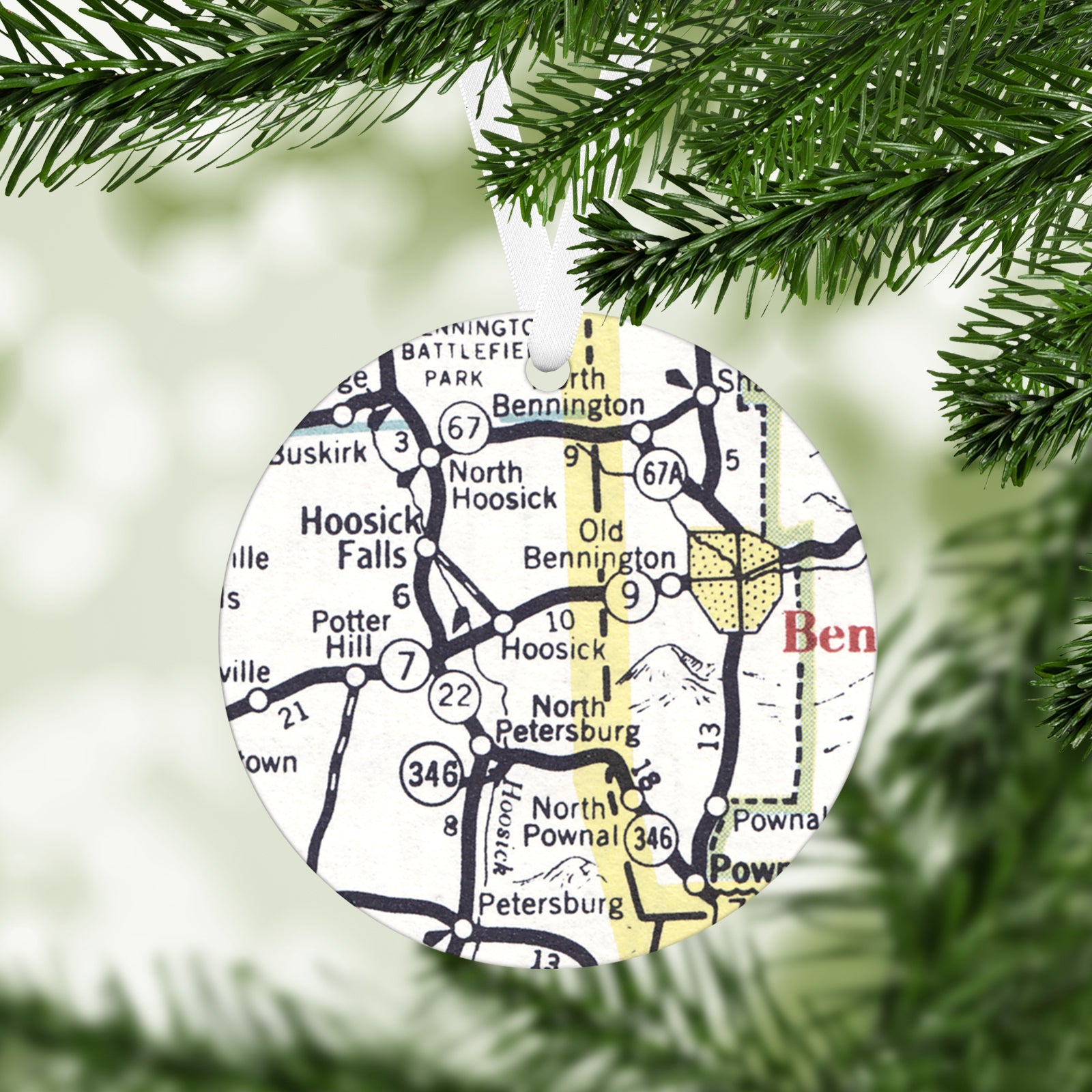 Hoosick New York Vintage Map Ornament