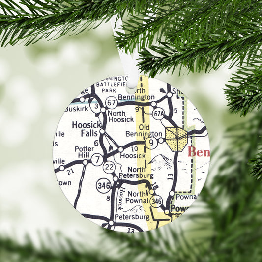 Hoosick New York Vintage Map Ornament