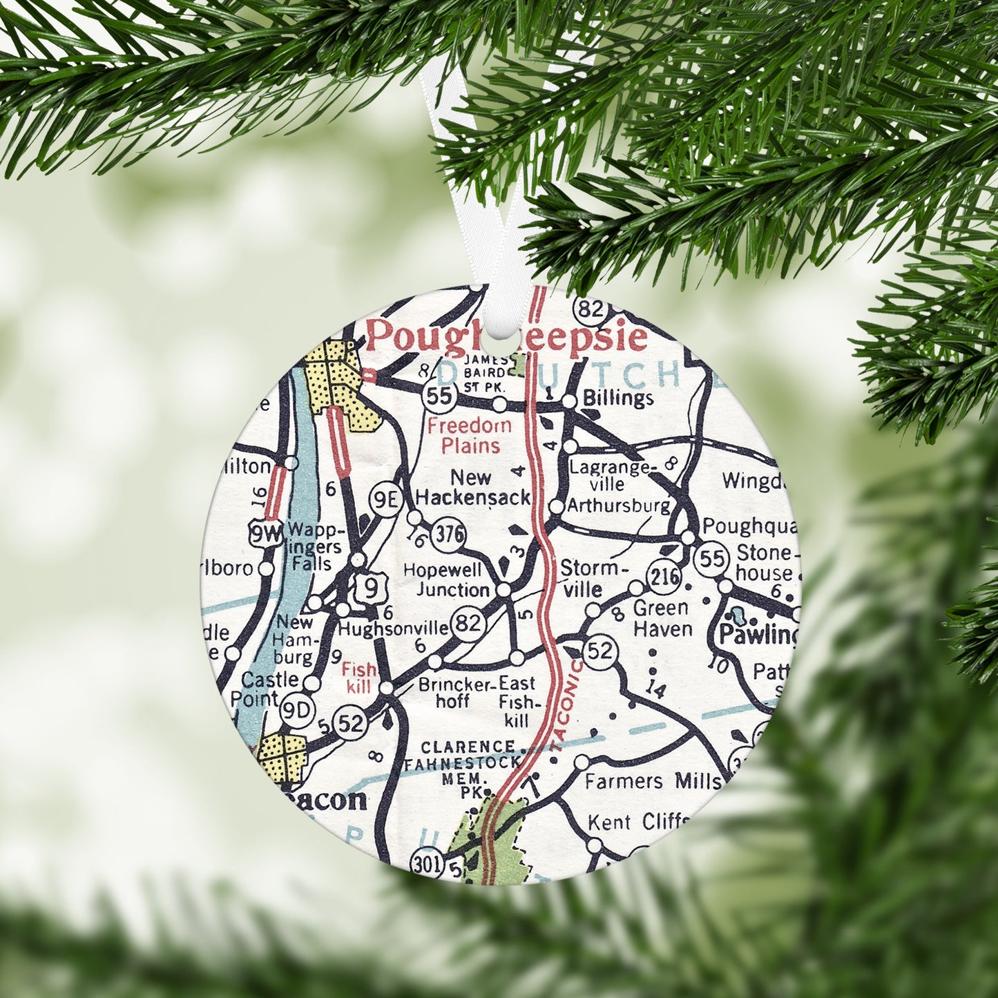 Hopewell Junction New York Vintage Map Ornament