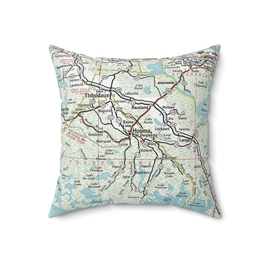Houma Louisiana vintage map pillow