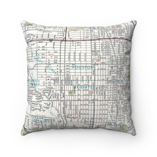 Houston Heights vintage map pillow