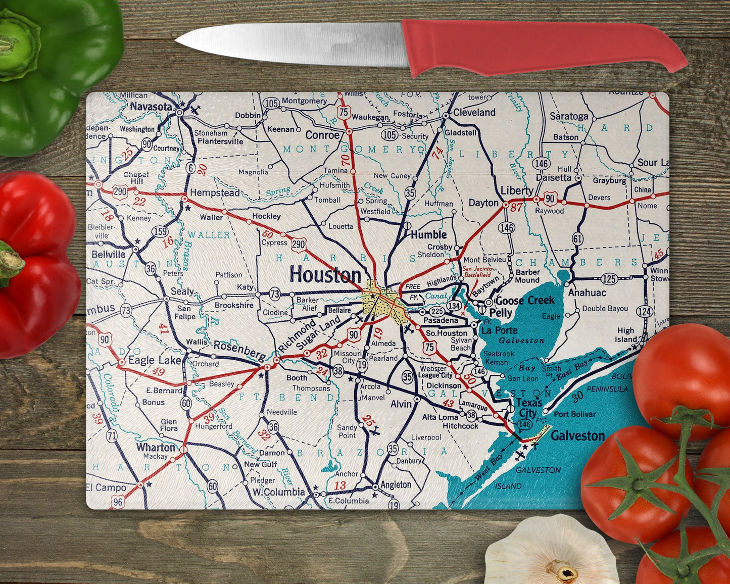 Houston Texas Map Cutting Board | Travel Gift | Kitchen Decor