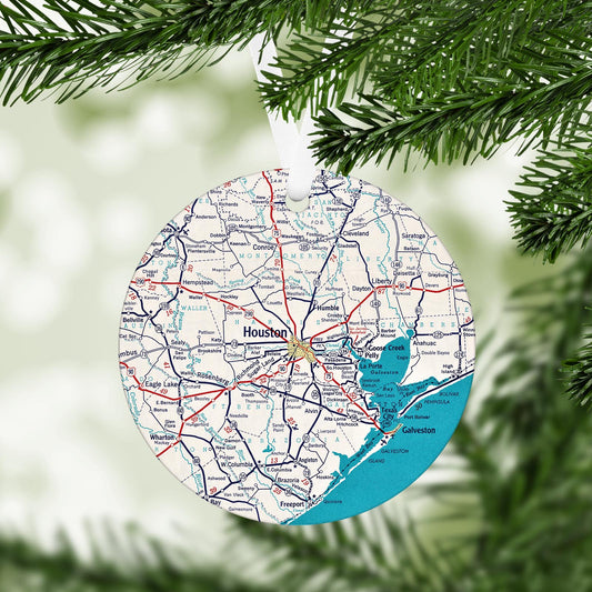 Houston Texas Vintage Map Ornament