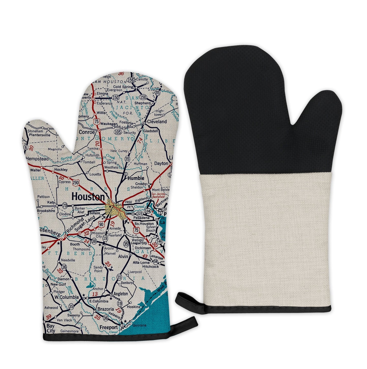 Houston, Texas Map Oven Mitt | Vintage-Inspired Kitchen Gift