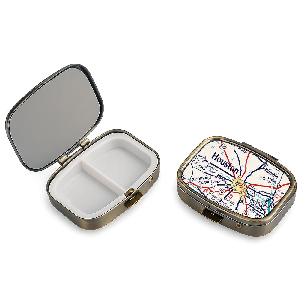 Houston Texas Vintage Map Pill Case
