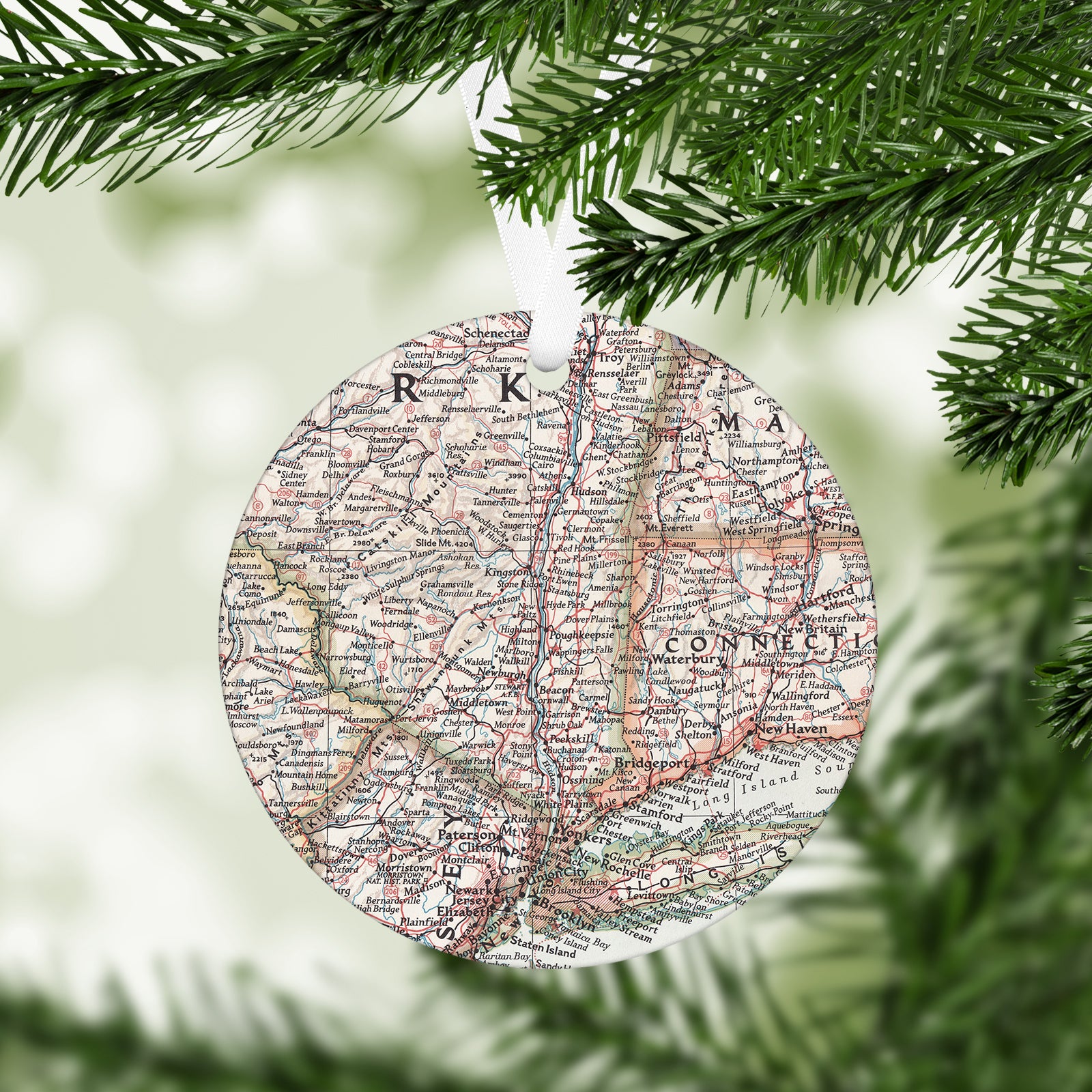 Hudson Valley New York Vintage Map Ornament