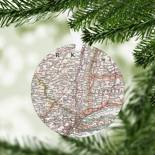 Hudson Valley New York Vintage Map Ornament