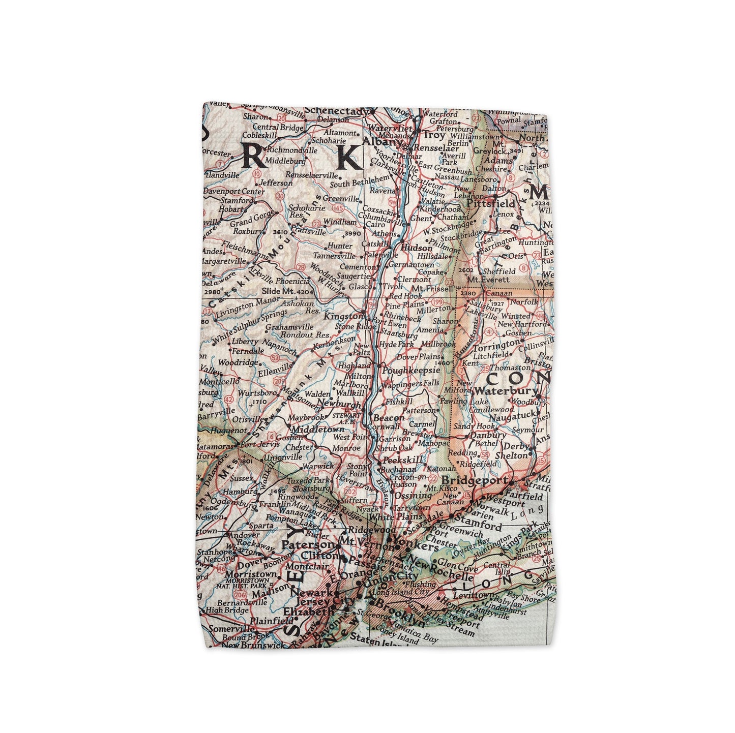 Hudson Valley New York Map Tea Towel | Waffle-Weave Kitchen Towel Gift