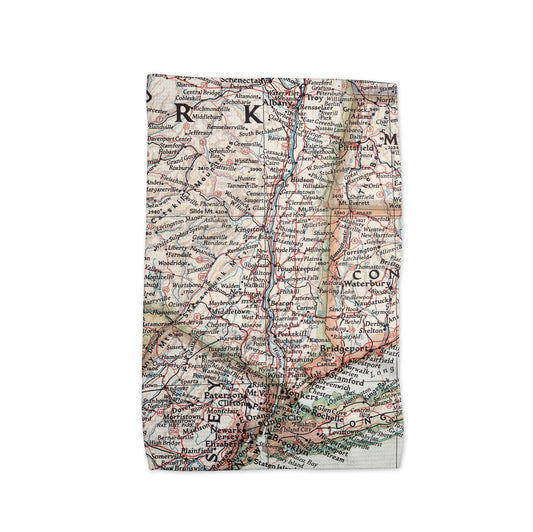 Hudson Valley New York Map Tea Towel | Waffle-Weave Kitchen Towel Gift