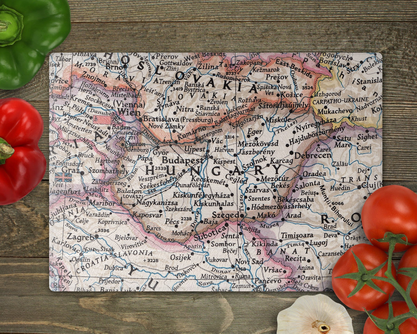 Hungary Map Cutting Board | Travel Gift | Kitchen Decor