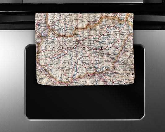 Hungary Map Tea Towel | Waffle-Weave Kitchen Towel Gift