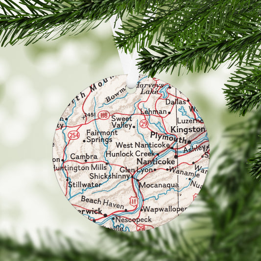 Hunlock Creek Pennsylvania Vintage Map Ornament