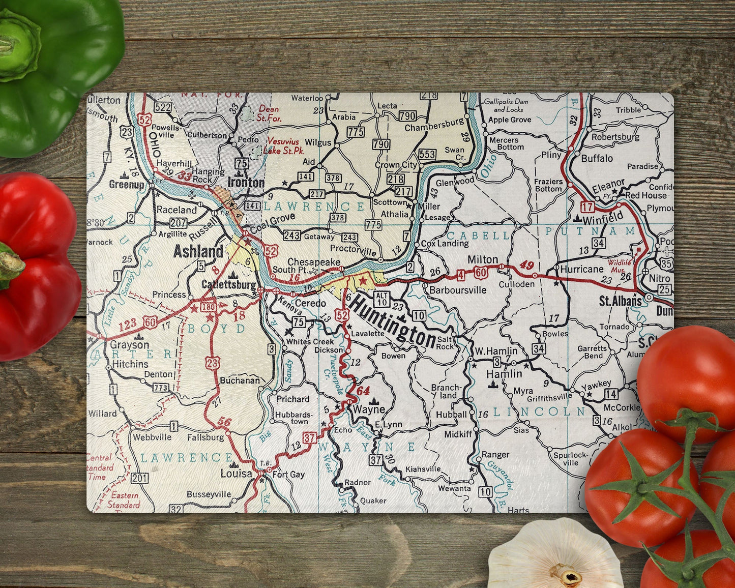 Huntington West Virginia Map Cutting Board | Travel Gift | Kitchen Decor