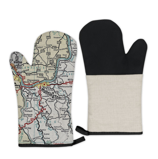 Huntington, West Virginia Map Oven Mitt | Vintage-Inspired Kitchen Gift