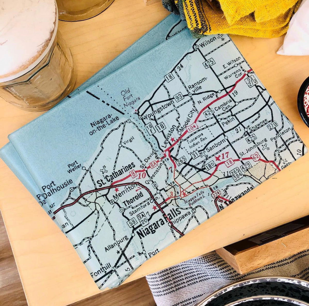 New Port Richey Florida Vintage Map Glass Cutting Board | Beach House Gift
