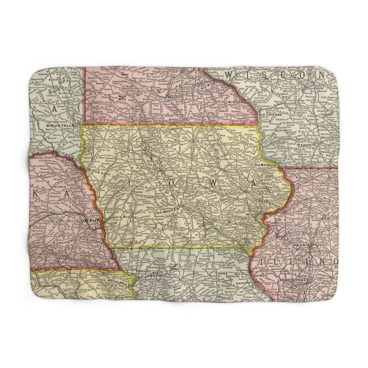 Iowa Map Sherpa Fleece Blanket | Cozy Travel Throw