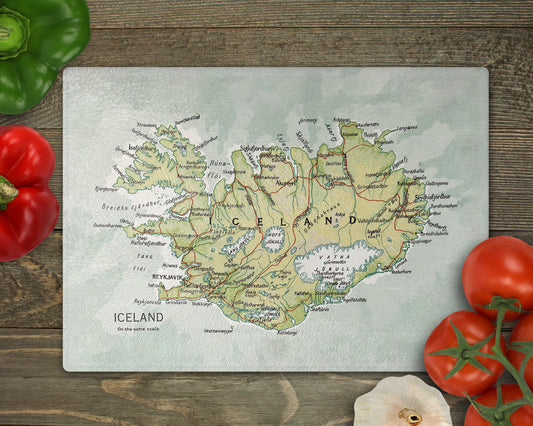 Iceland Map Cutting Board | Vintage Iceland Kitchen Decor | Functional Art Serving Board