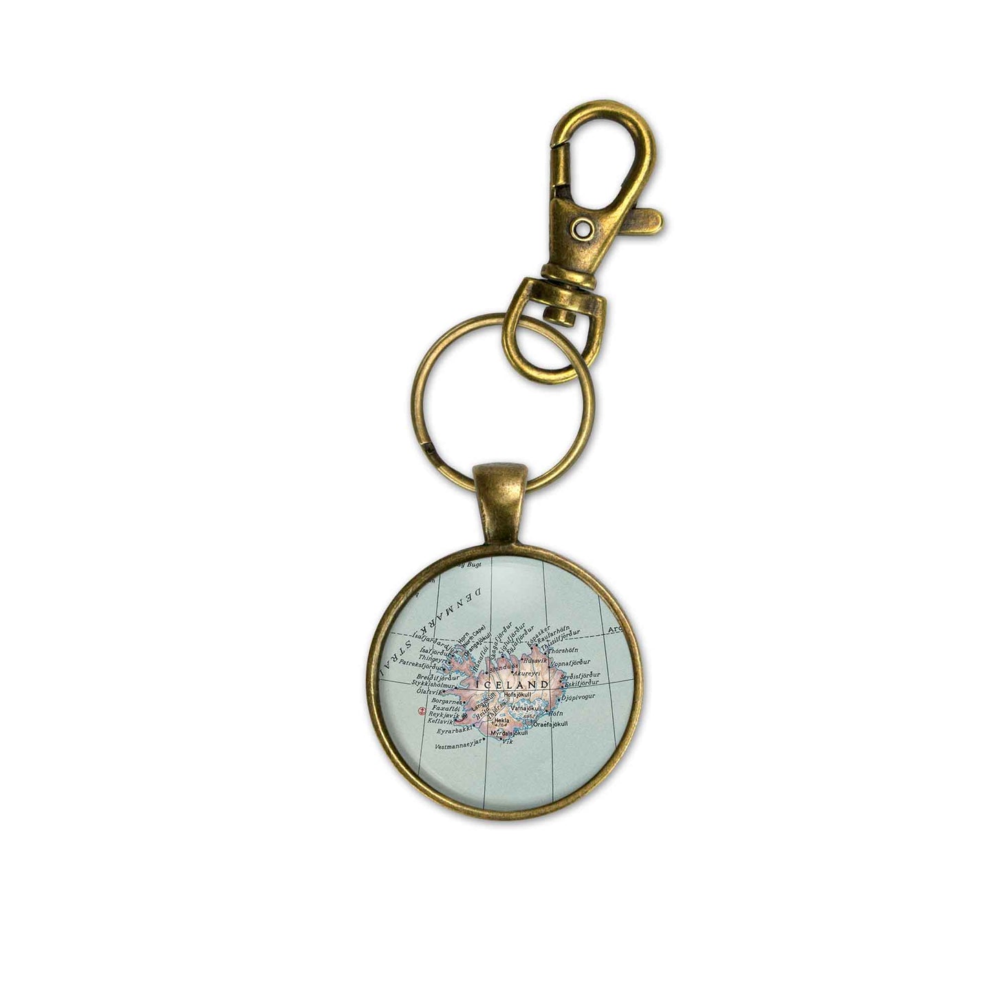 Iceland Map Keychain | Vintage Iceland Travel Key Ring | Scandinavian Everyday Accessory
