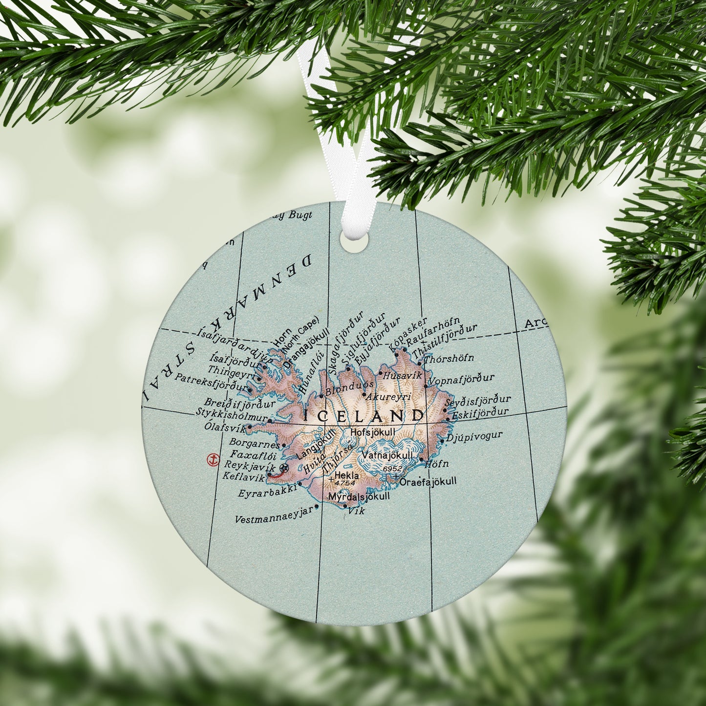 Iceland Vintage Map Ornament