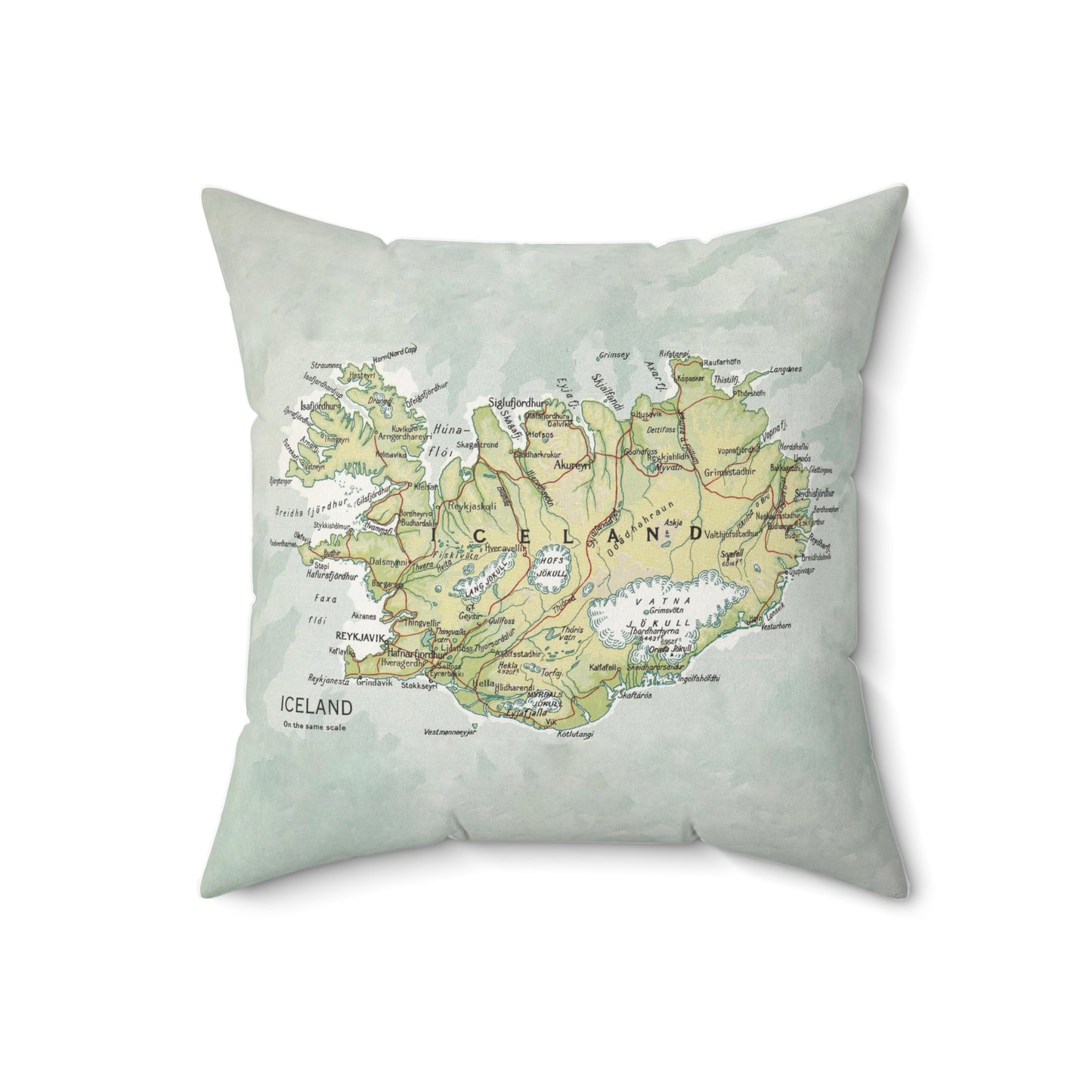 Iceland vintage map pillow