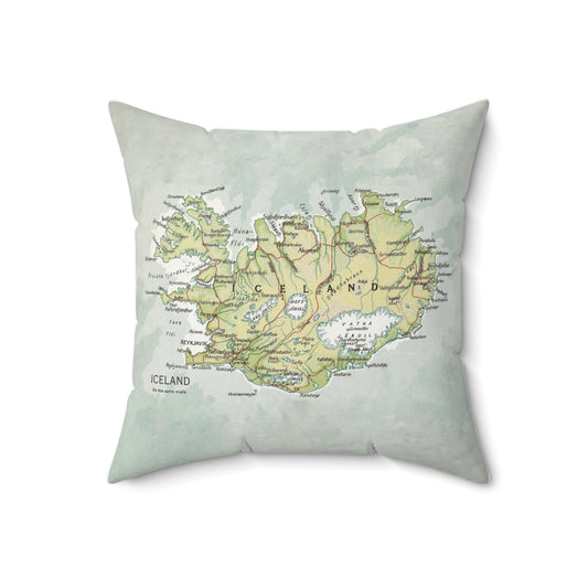Iceland vintage map pillow