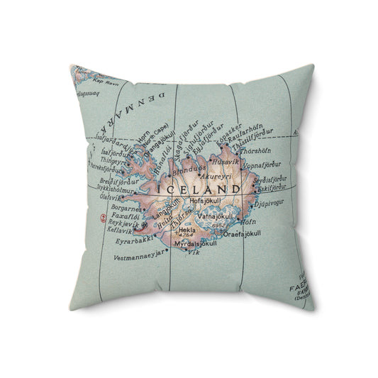 Iceland Map Throw Pillow | Vintage Iceland Travel Decor | Scandinavian Home Accent