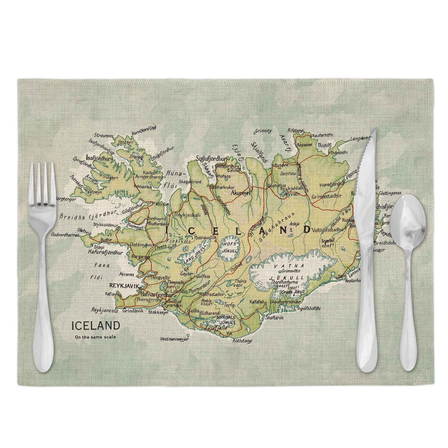 Iceland Vintage Map Placemats Set of 4