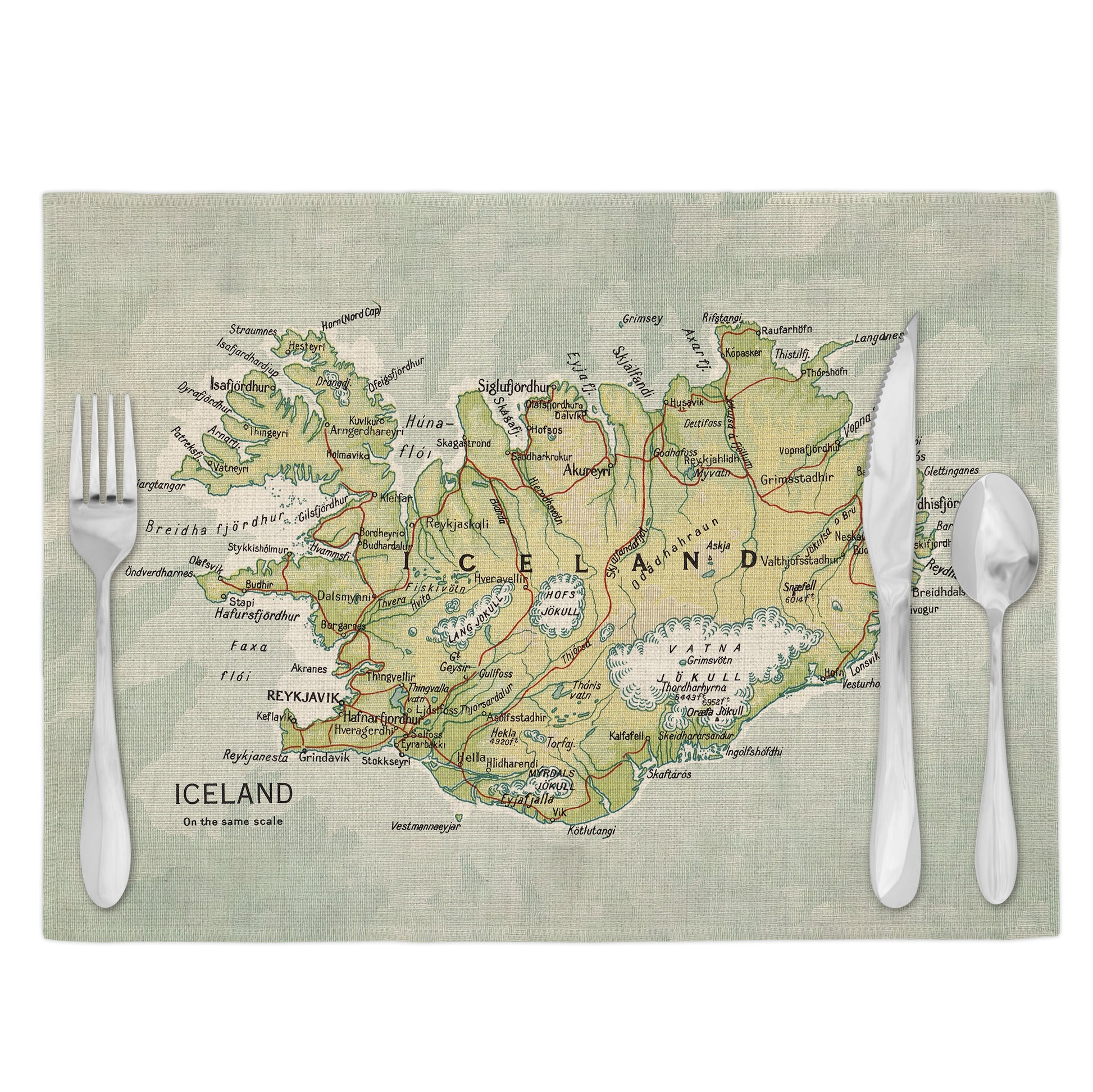 Iceland Vintage Map Placemats Set of 4