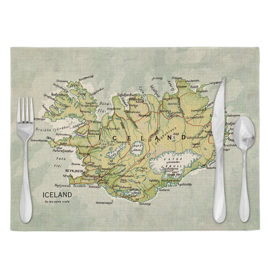 Iceland Vintage Map Placemats Set of 4