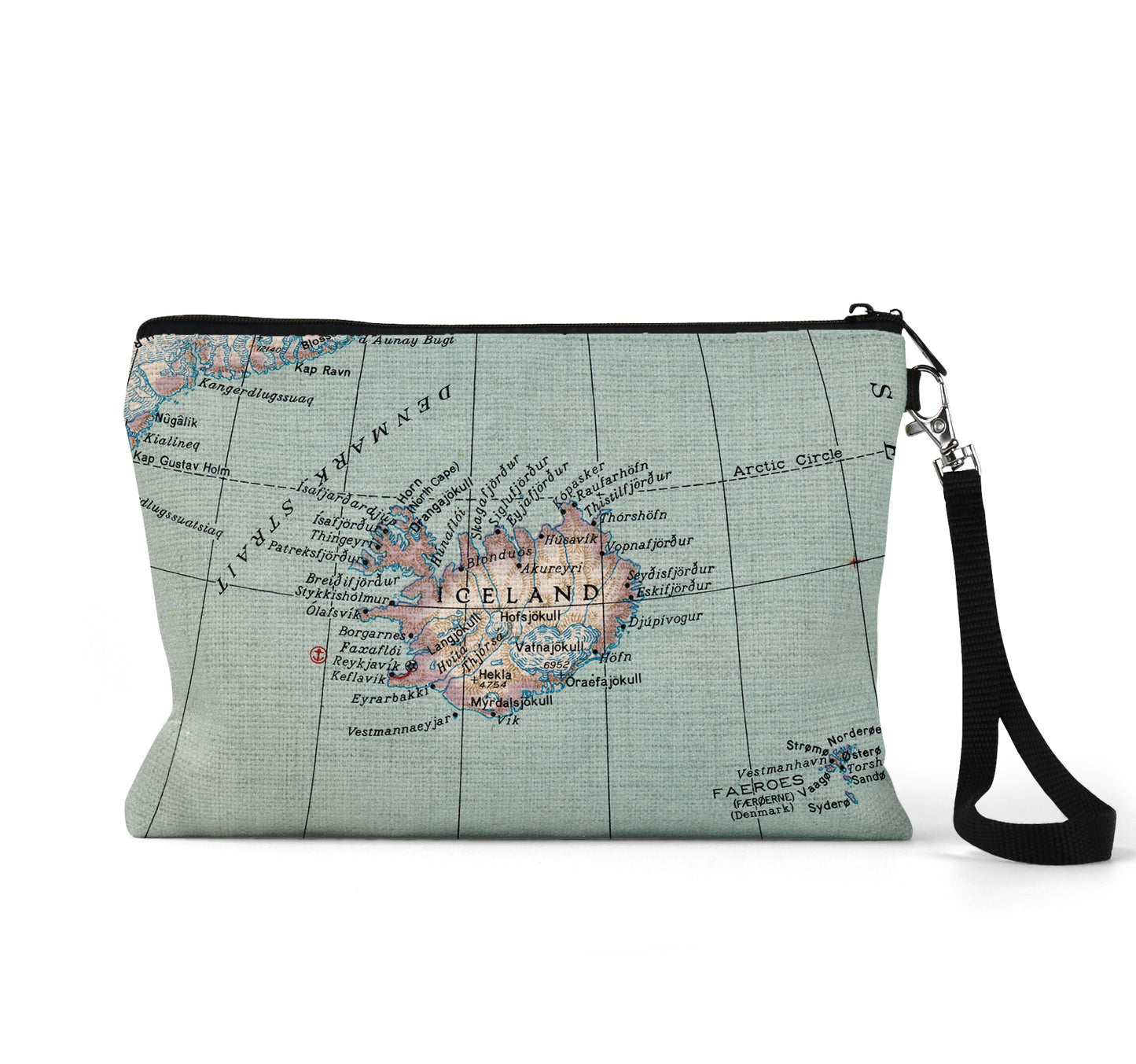 Iceland map wristlet travel pouch
