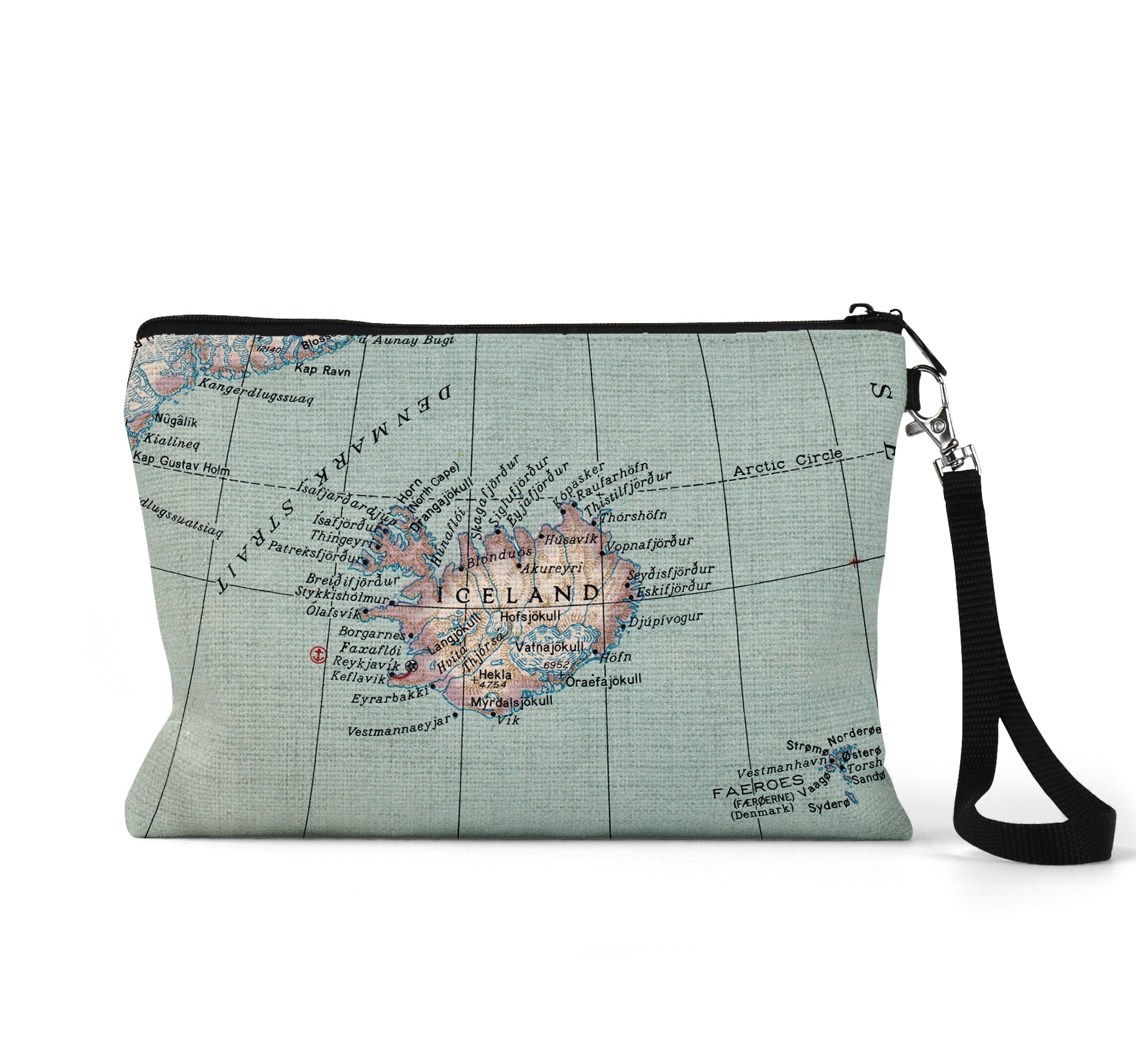 Iceland map wristlet travel pouch