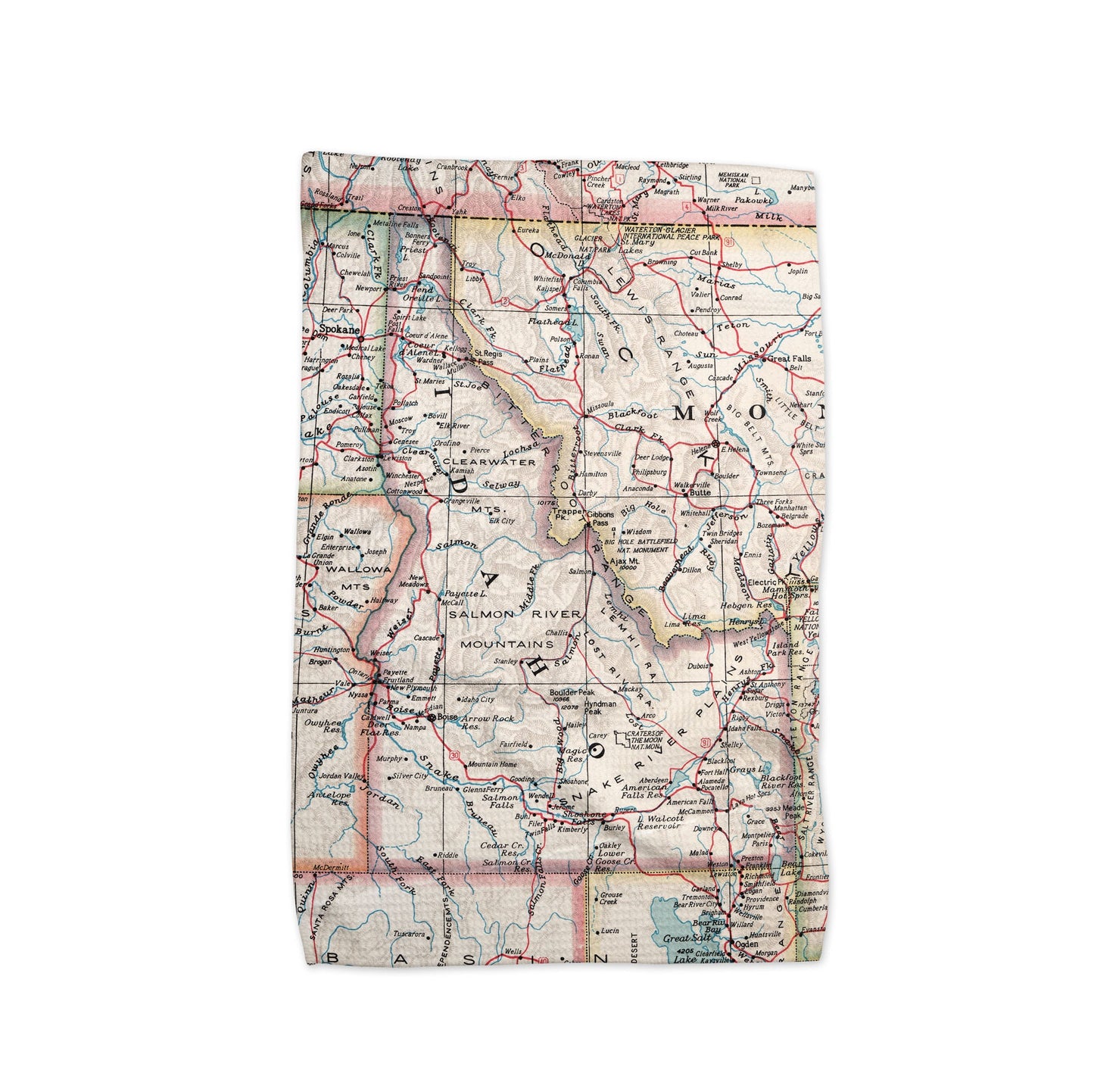 Idaho Map Tea Towel | Waffle-Weave Kitchen Towel Gift