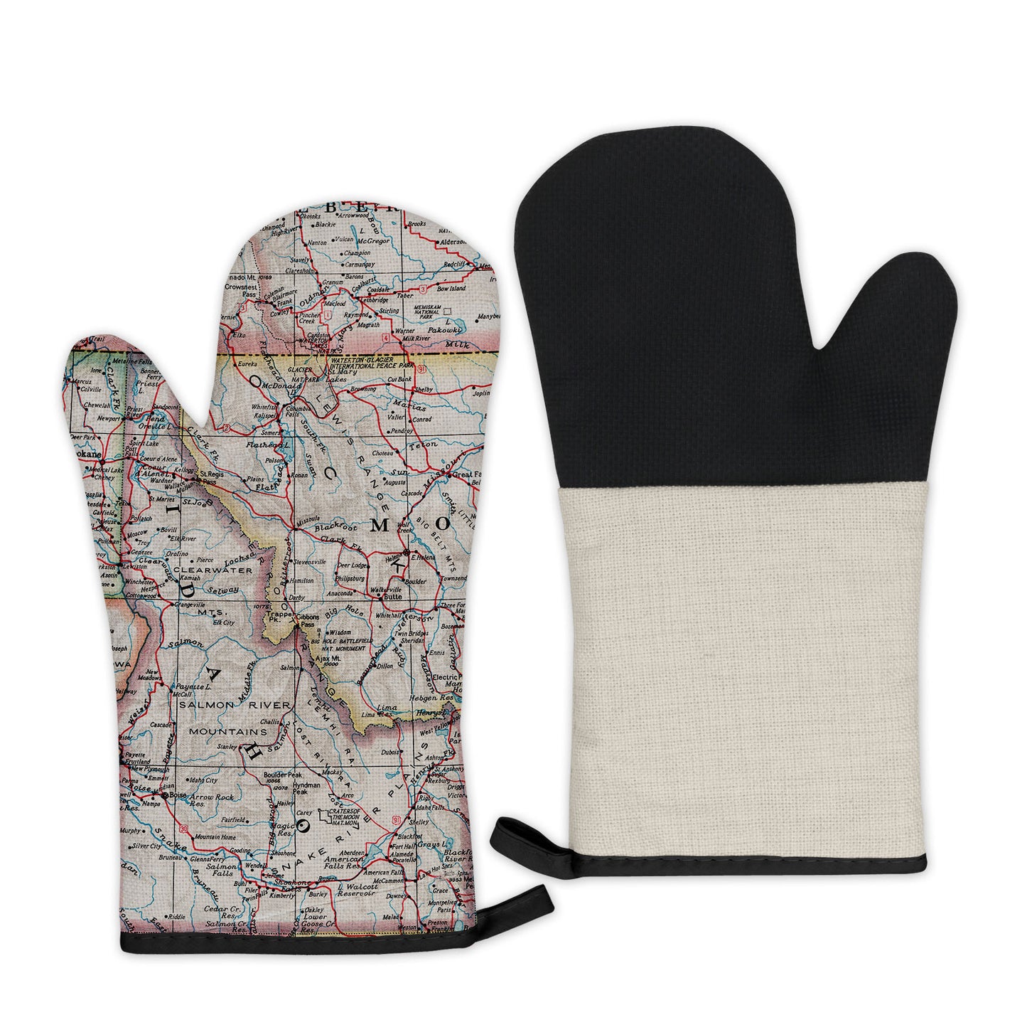 Idaho Vintage Map Oven Mitt | Heat-Resistant Kitchen Glove with Historic Idaho Map Design