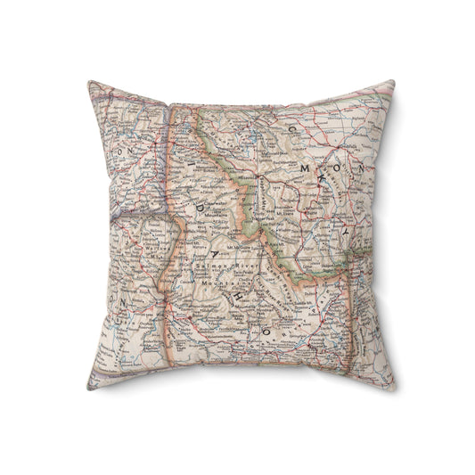 Idaho Map Pillow | Vintage Idaho Map Throw Pillow