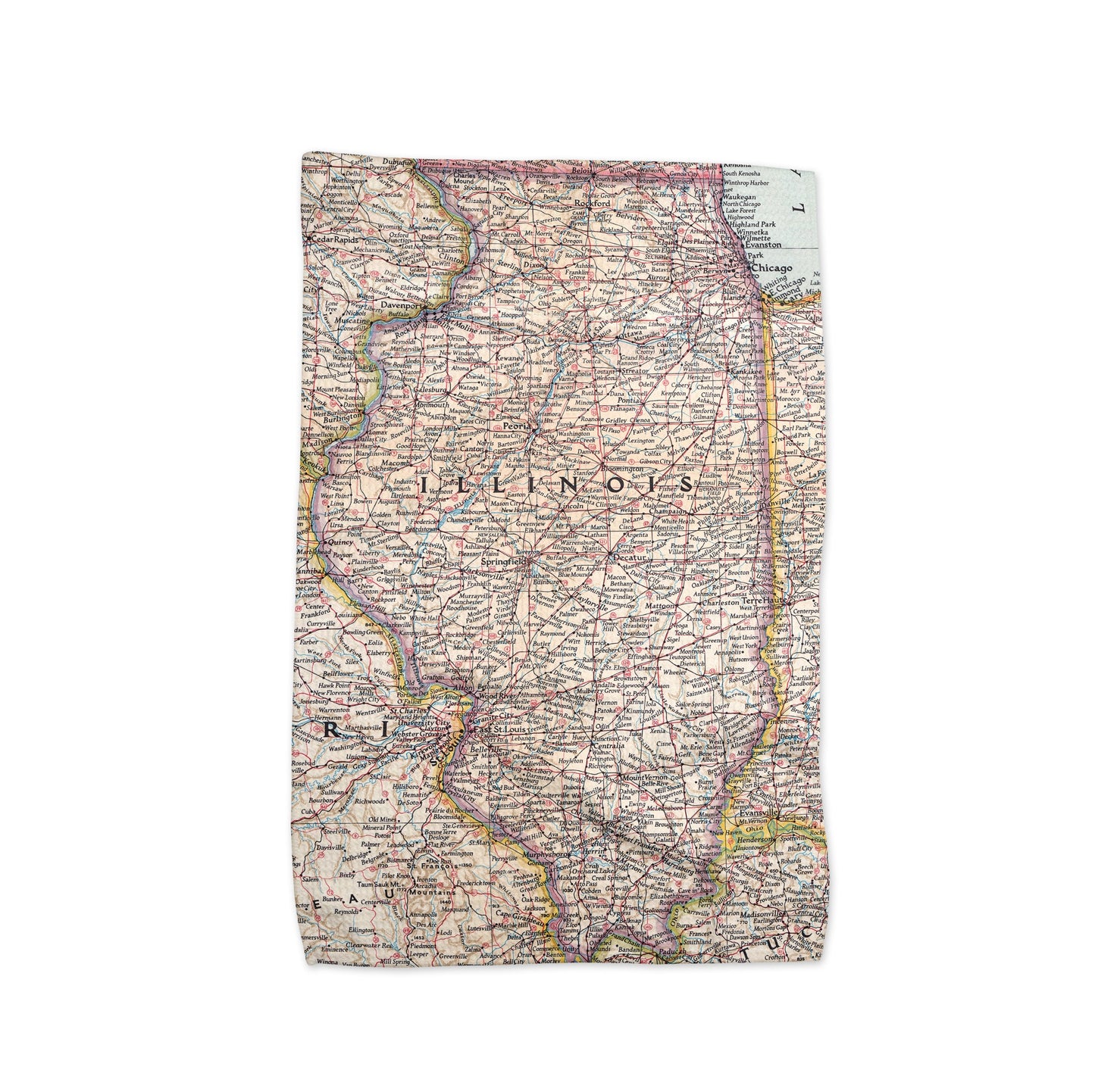 Illinois Map Tea Towel | Waffle-Weave Kitchen Towel Gift