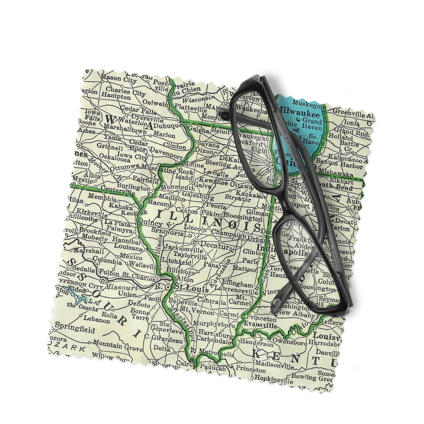Illinois Map Lens Cloth | Illinois Microfiber Glasses Cleaner | Travel Gift