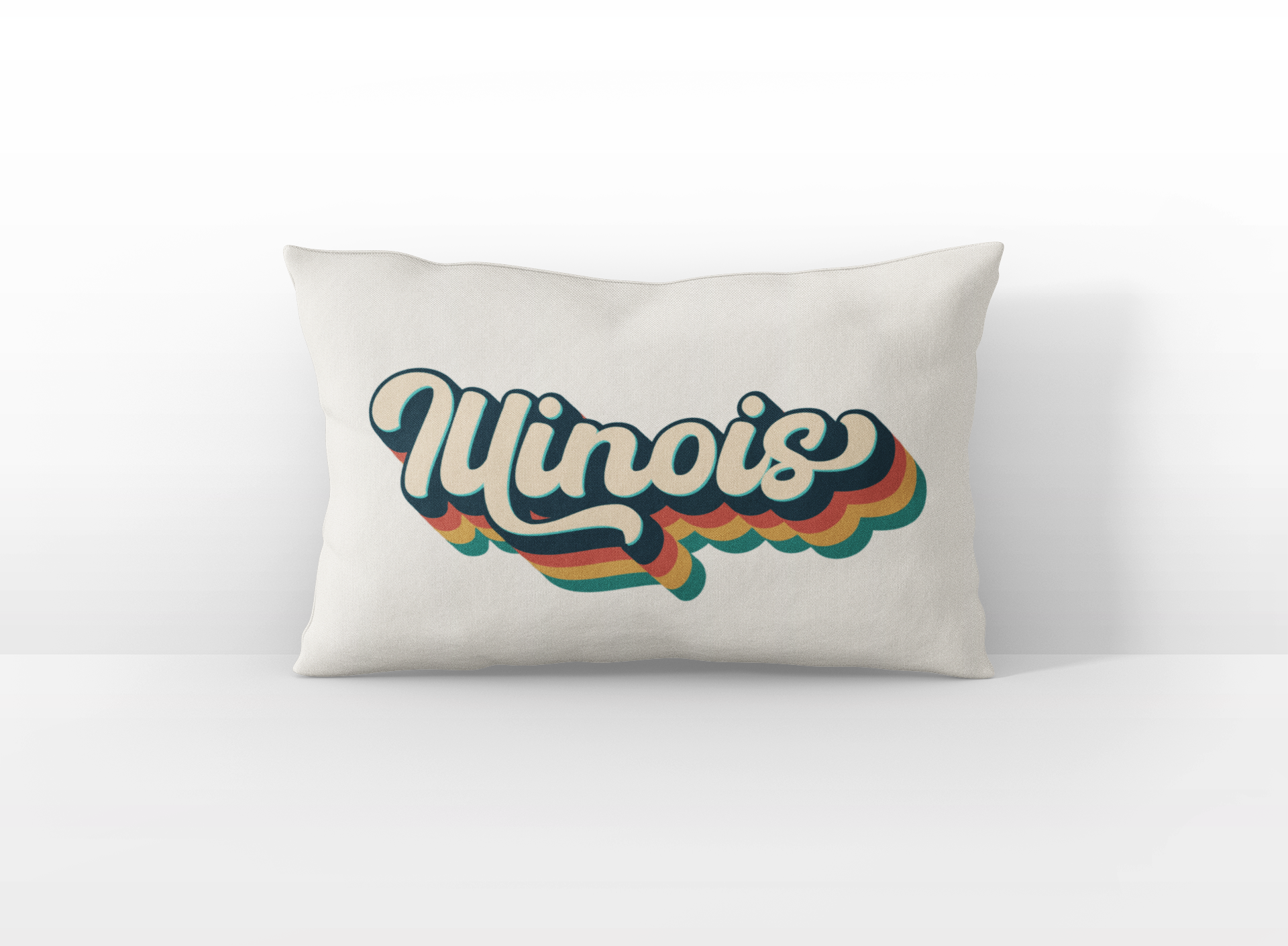 Illinois retro text lumbar pillow
