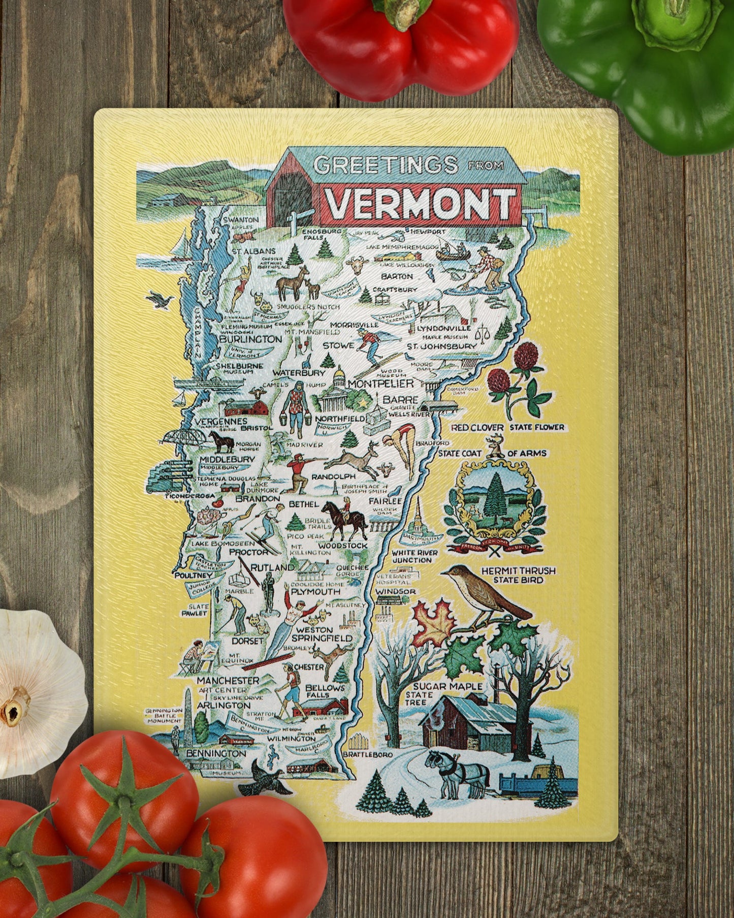 Vermont Map Cutting Board | Travel Gift | Kitchen Decor