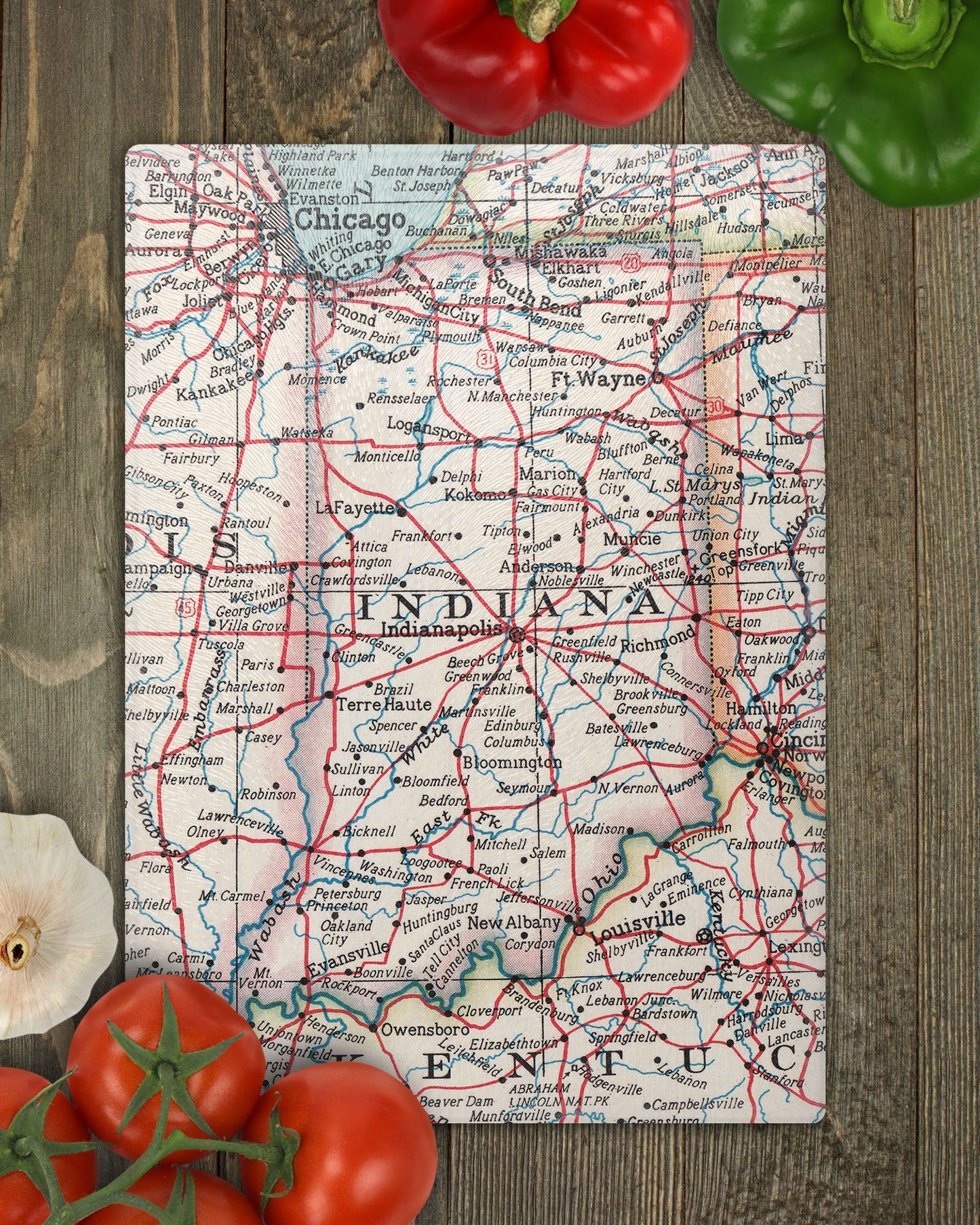 Indiana Map Cutting Board | Travel Gift | Kitchen Decor