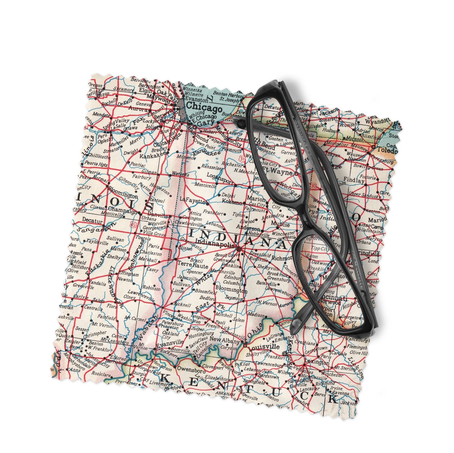 Indiana Map Lens Cloth | Indiana Microfiber Glasses Cleaner | Travel Gift