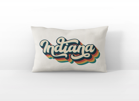 Indiana retro text lumbar pillow