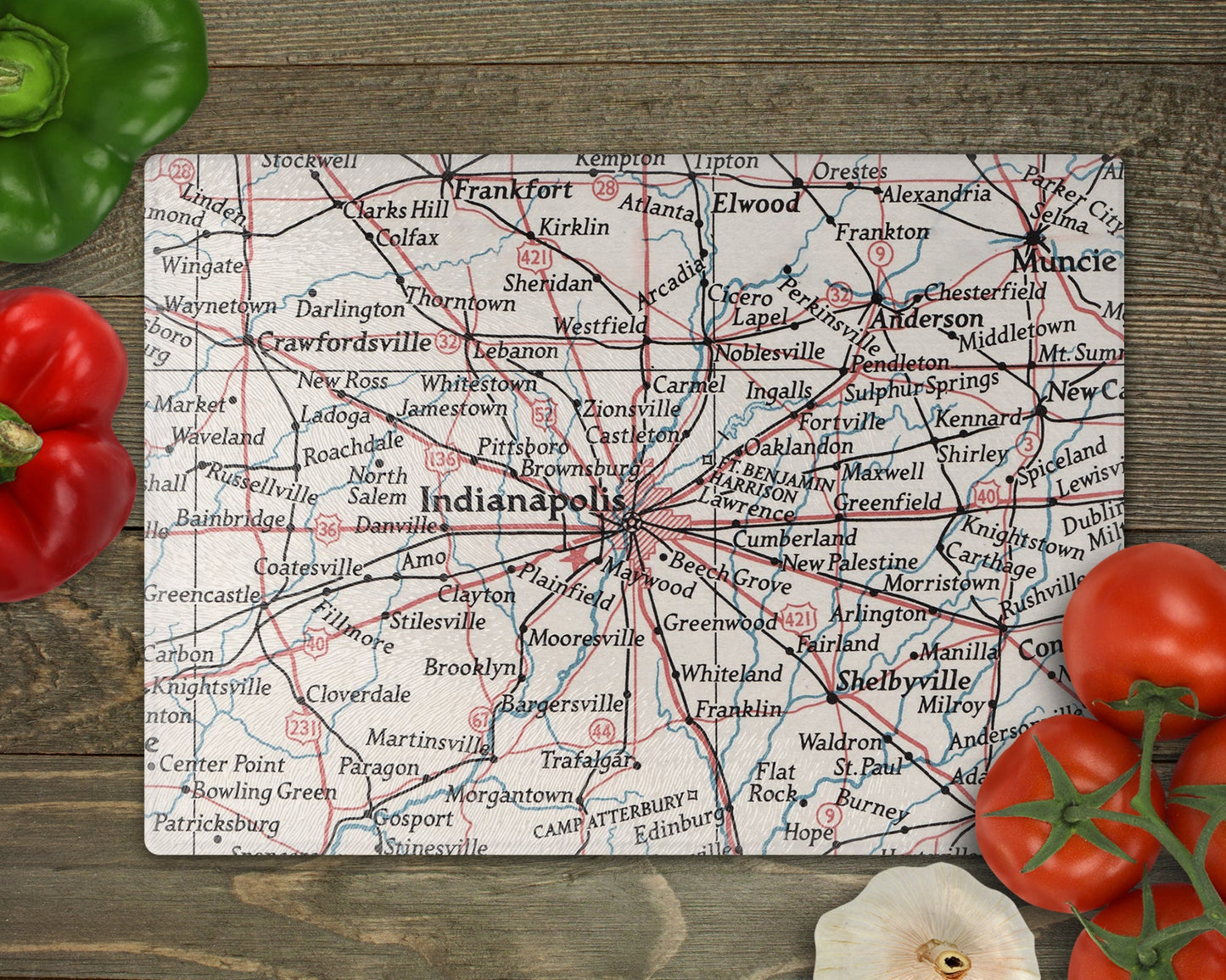 Indianapolis Map Cutting Board | Travel Gift | Kitchen Decor