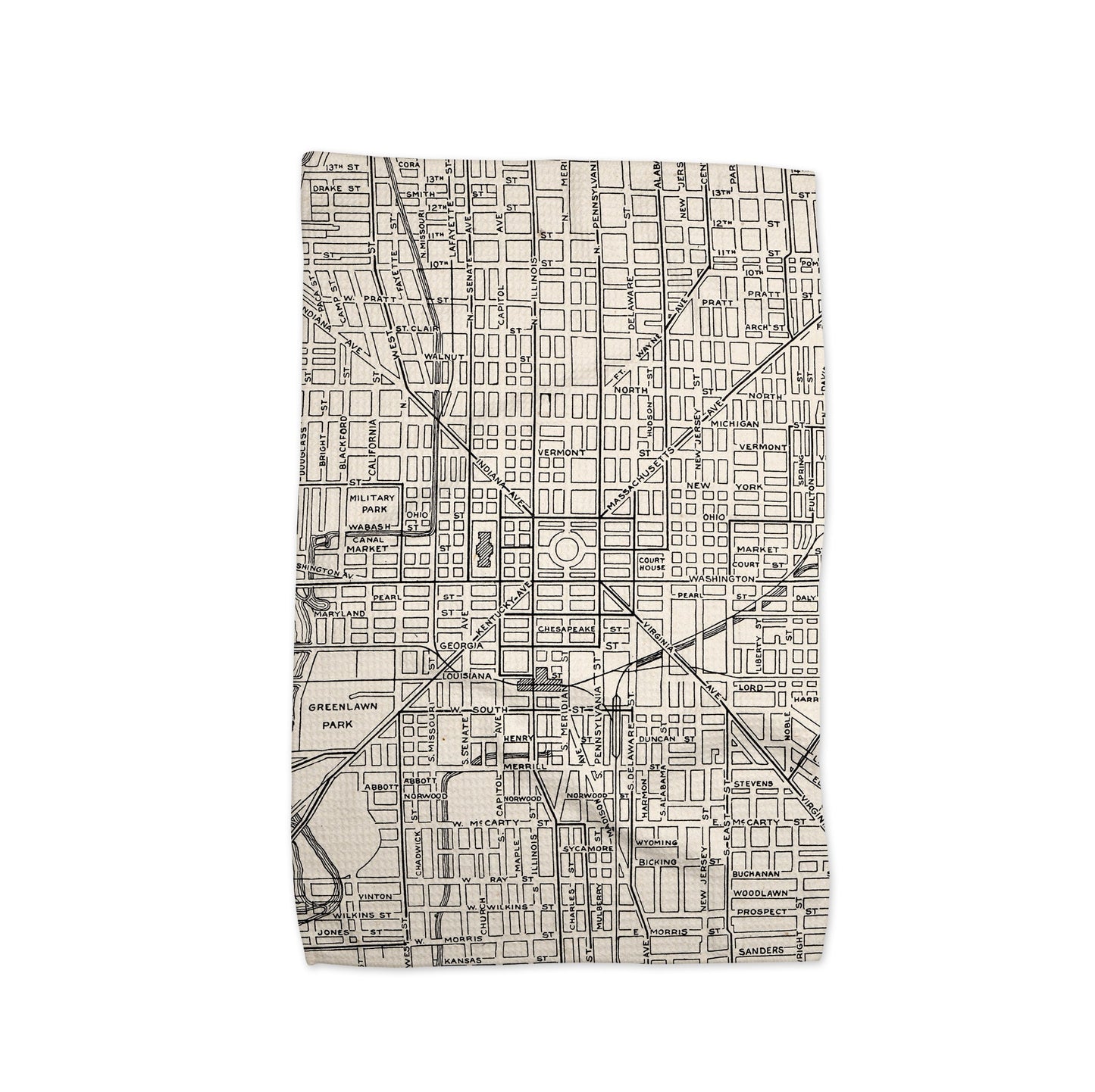 Indianapolis Map Tea Towel | Waffle-Weave Kitchen Towel Gift