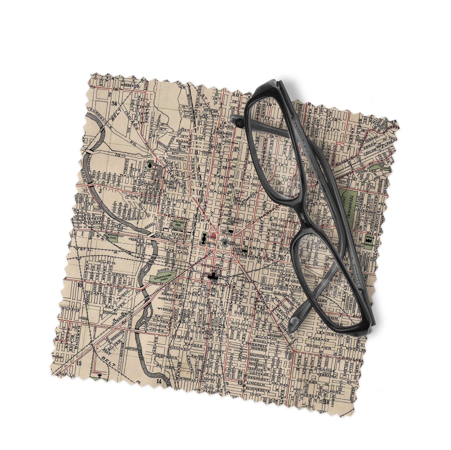 Indianapolis Map Lens Cloth | Indianapolis Microfiber Glasses Cleaner | Travel Gift