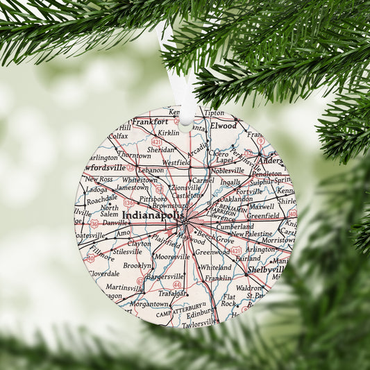 Indianapolis Indiana Vintage Map Ornament
