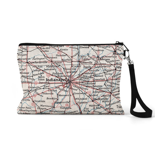 Indianapolis map wristlet travel pouch