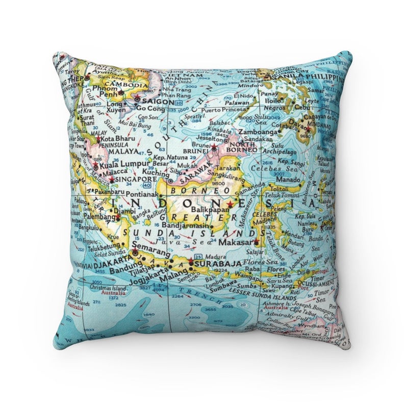 Indonesia vintage map pillow